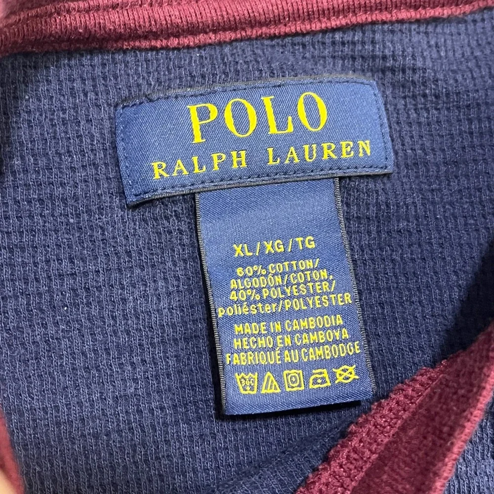Polo Ralph Lauren Long Sleeve Waffle Thermal Shirt‎ Mens XL Color Block